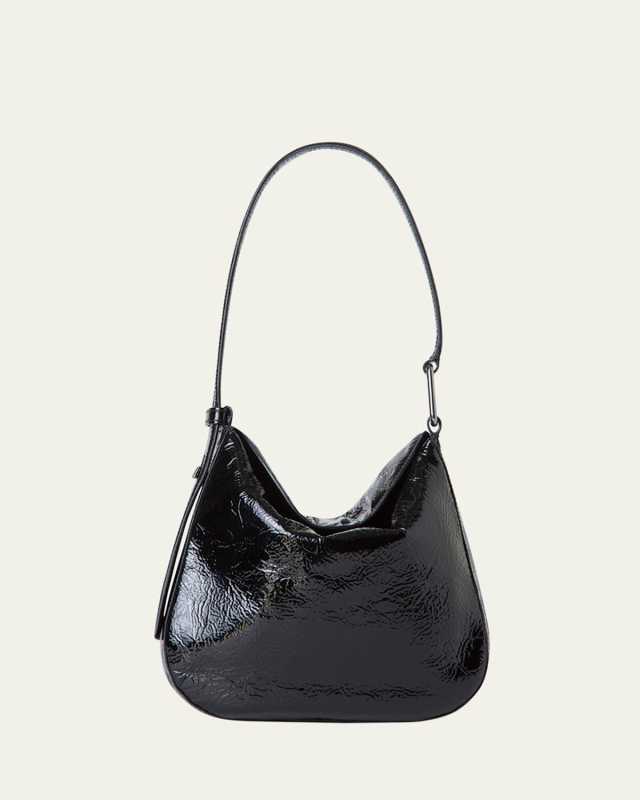 Anna Lacquered Leather Small Hobo Bag